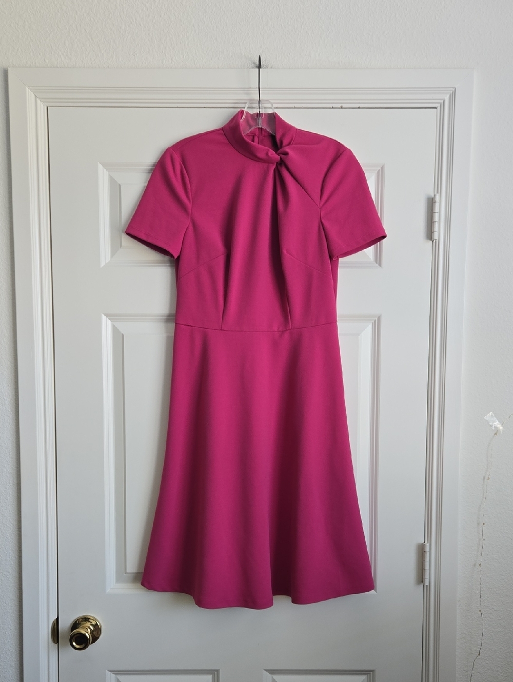 Hot Pink Short-Sleeve A-Line Dress